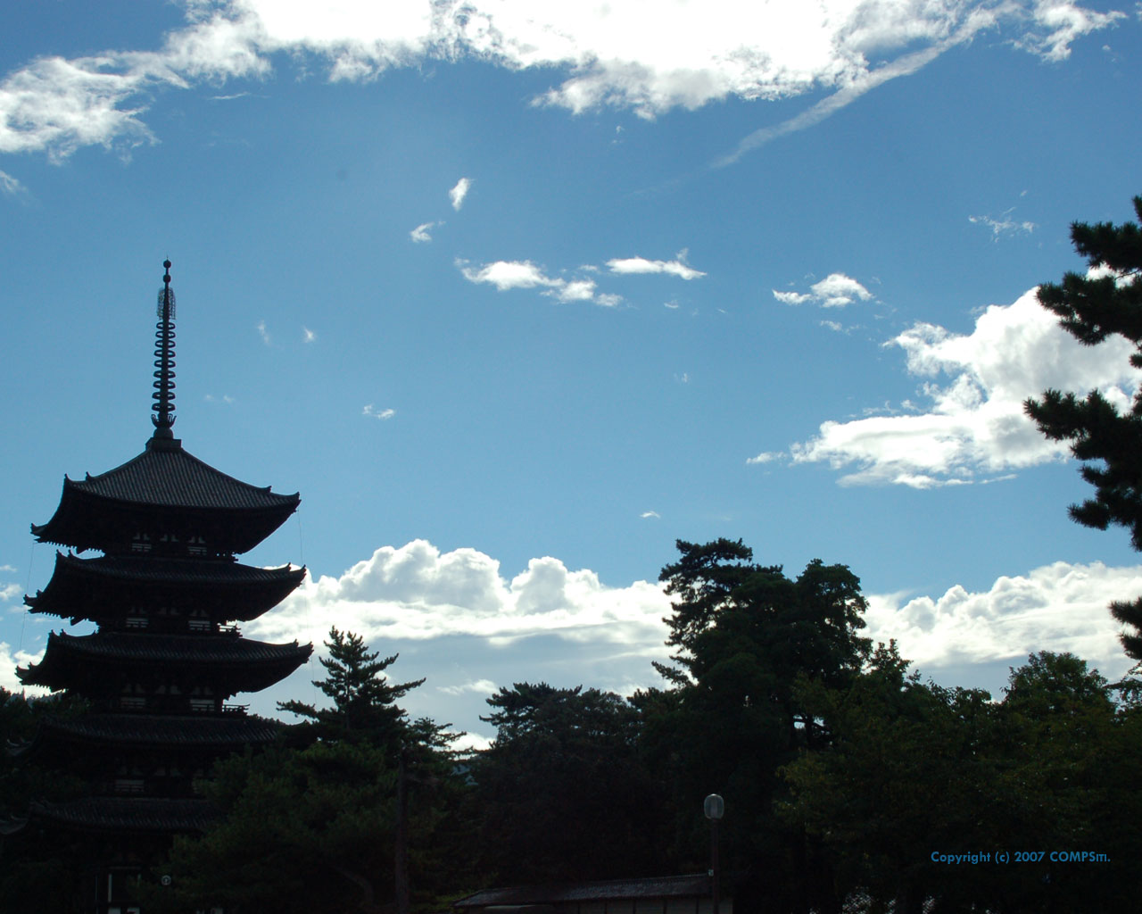 無料壁紙 街の景色 あをによし 興福寺